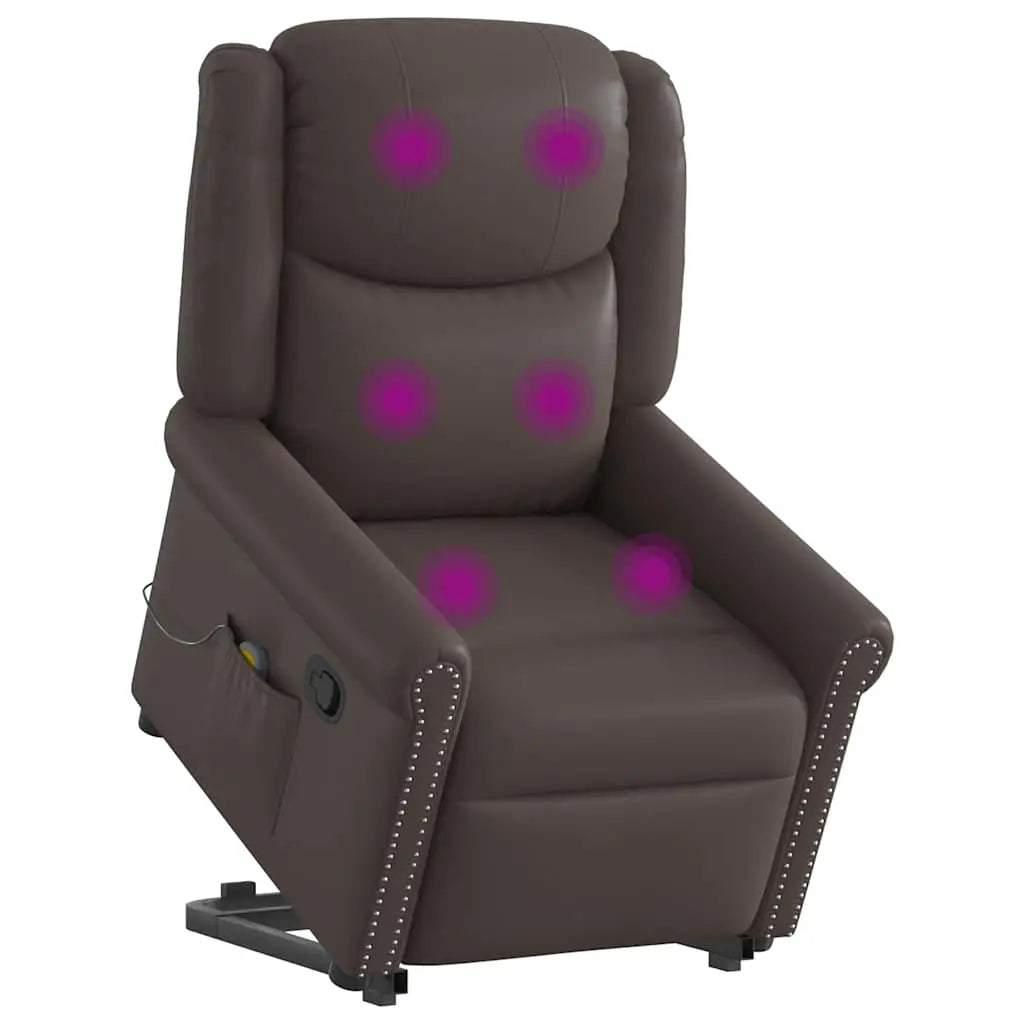 Fauteuil de massage inclinable marron brillant similicuir - XIOS