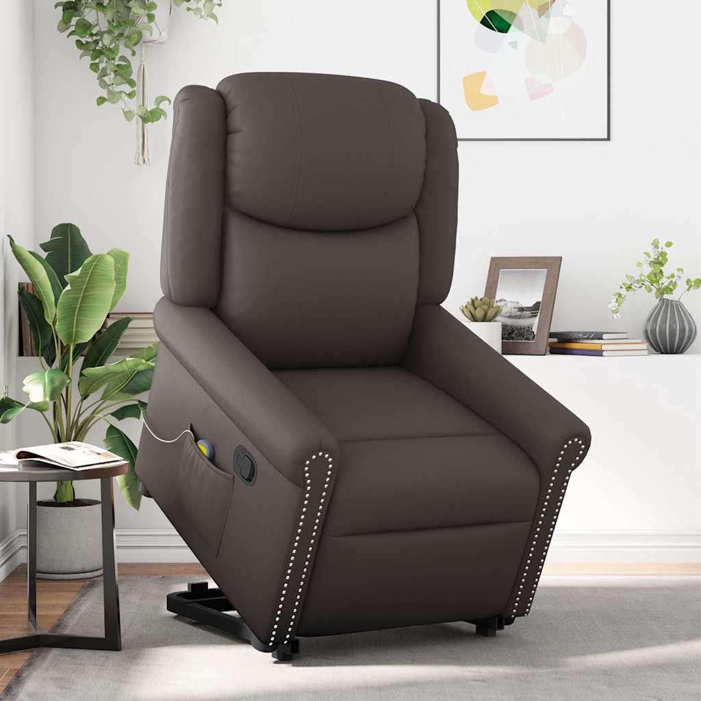 Fauteuil de massage inclinable marron brillant similicuir - XIOS