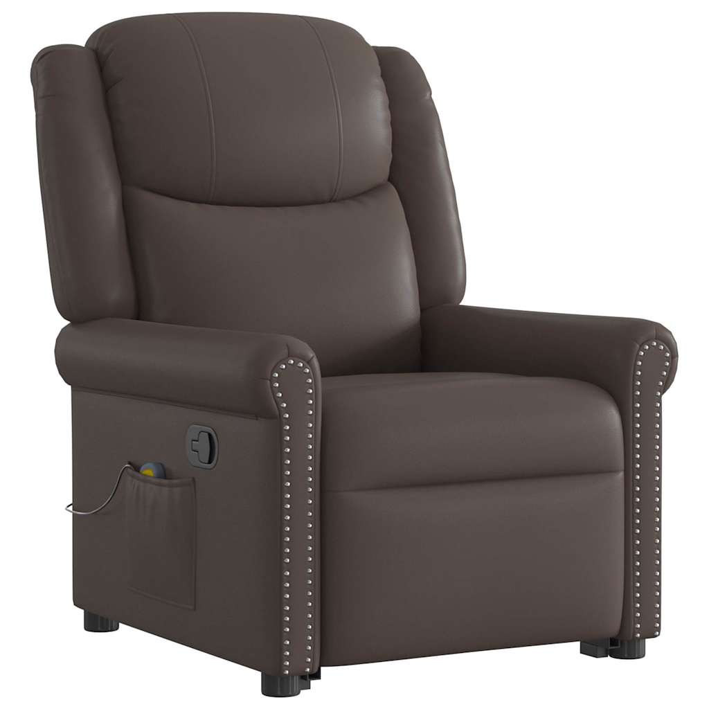 Fauteuil de massage inclinable marron brillant similicuir - XIOS