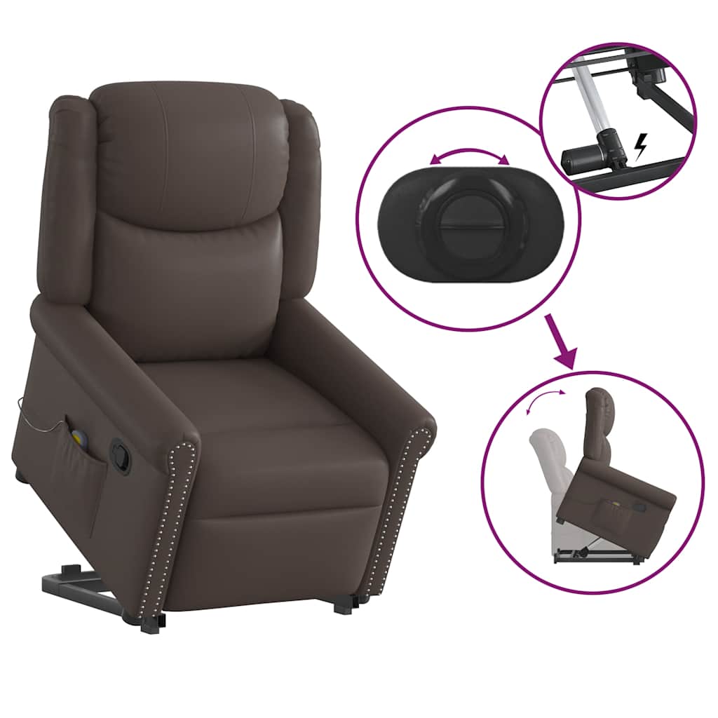 Fauteuil de massage inclinable marron brillant similicuir - XIOS