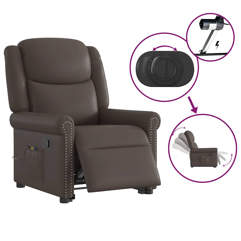 Fauteuil de massage inclinable marron brillant similicuir - XIOS
