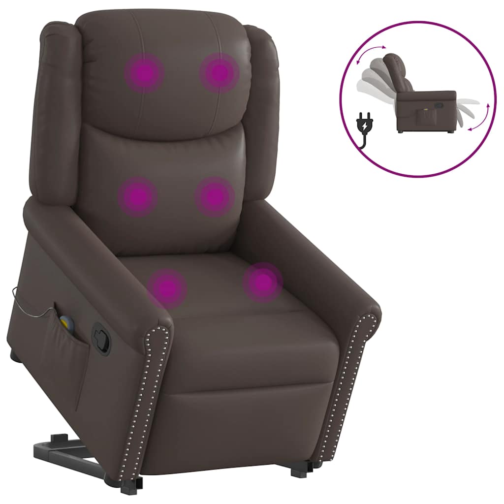 Fauteuil de massage inclinable marron brillant similicuir - XIOS