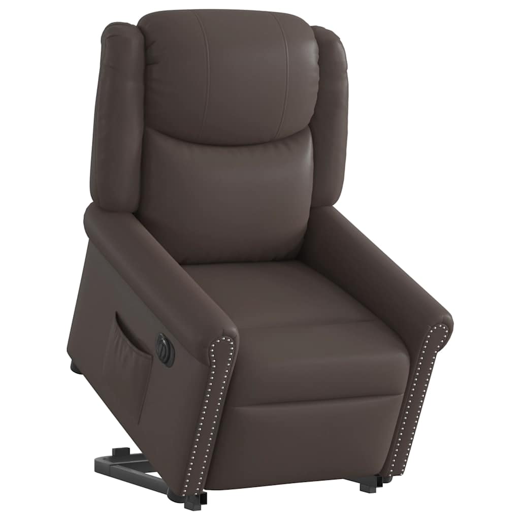Fauteuil inclinable électrique marron brillant similicuir