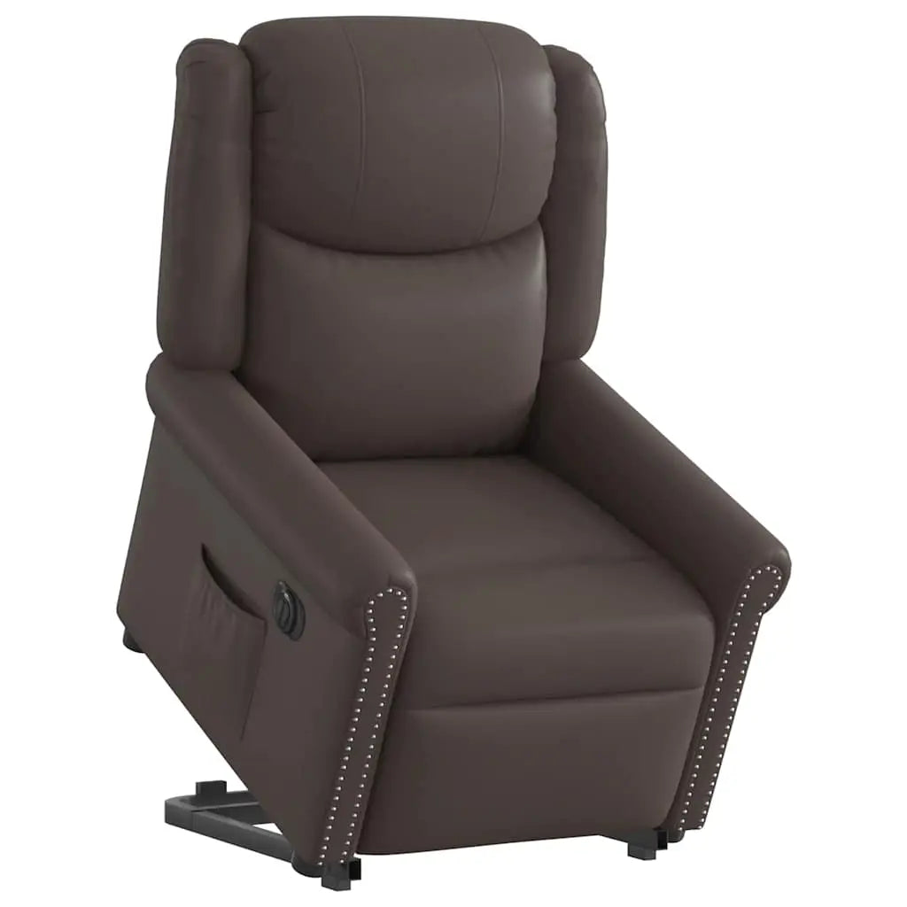 Fauteuil inclinable électrique marron brillant similicuir - XIOS