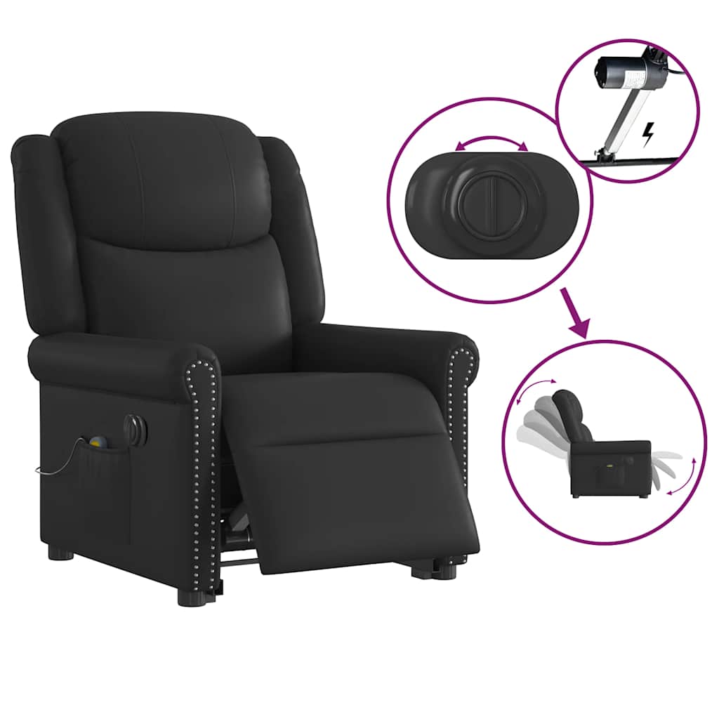 Fauteuil inclinable massage électrique noir brillant similicuir - XIOS