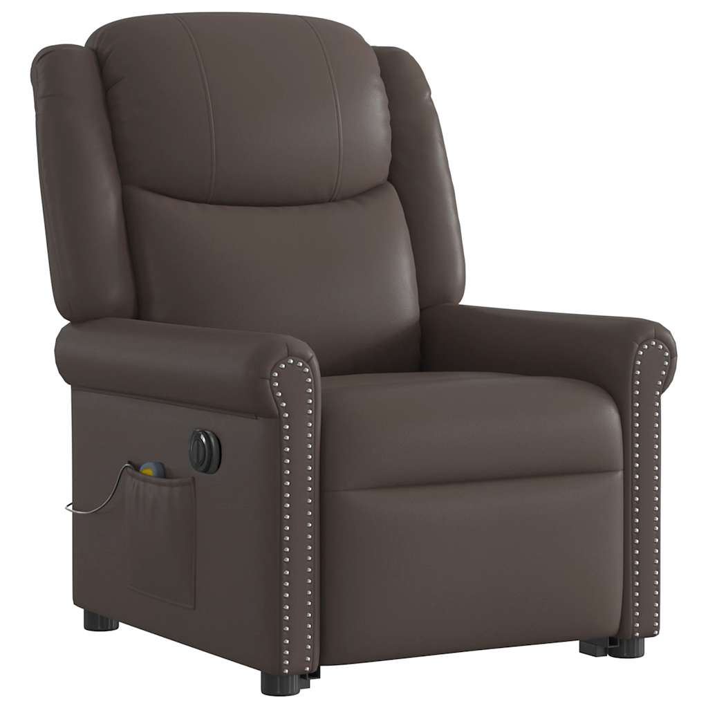 Fauteuil inclinable massage électrique marron brillant