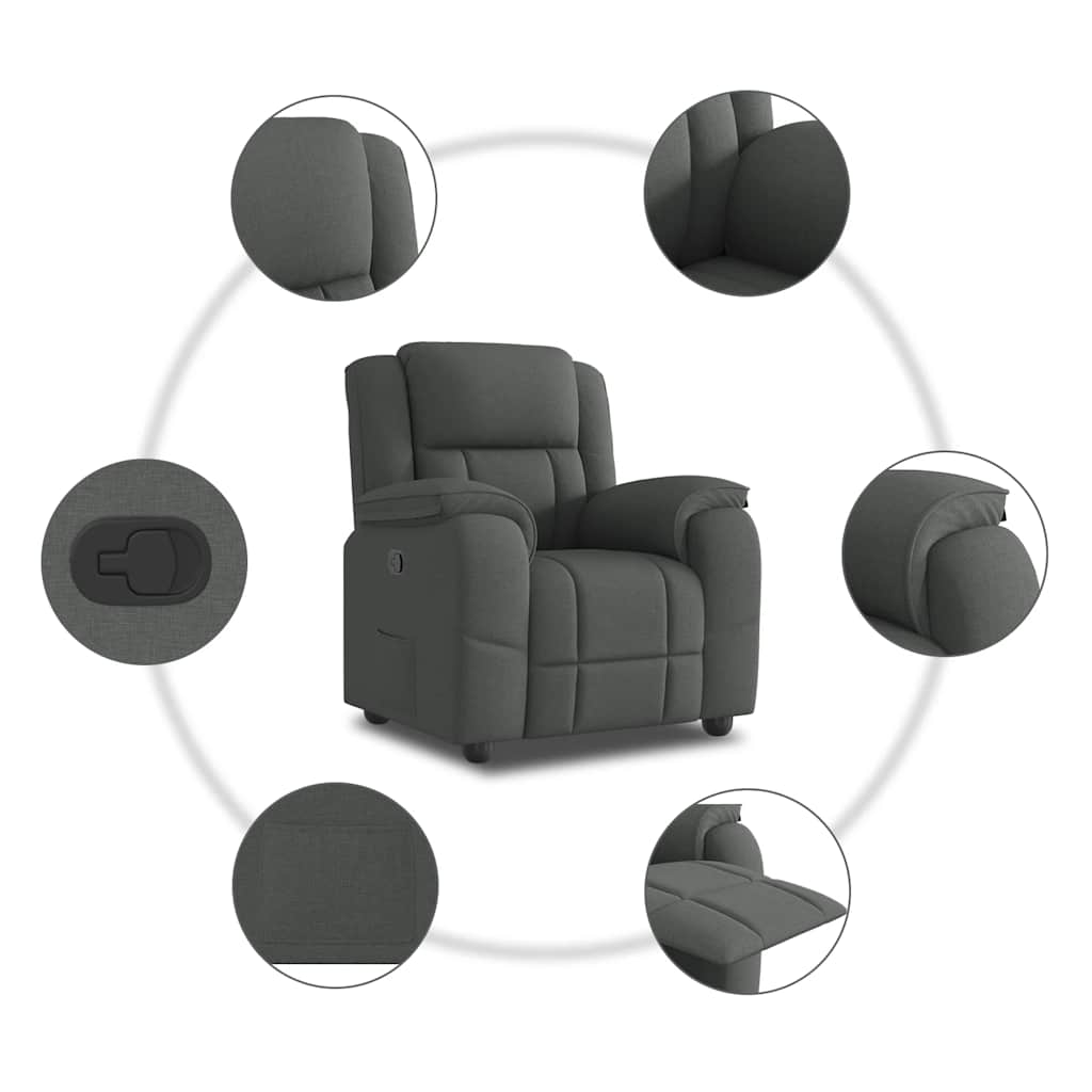 Fauteuil inclinable Gris foncé Tissu - XIOS