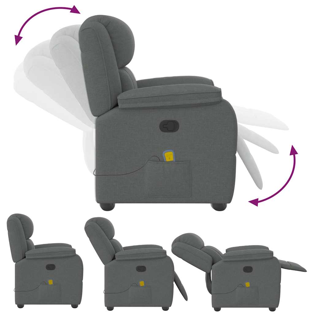 Fauteuil de massage inclinable Gris foncé Tissu - XIOS