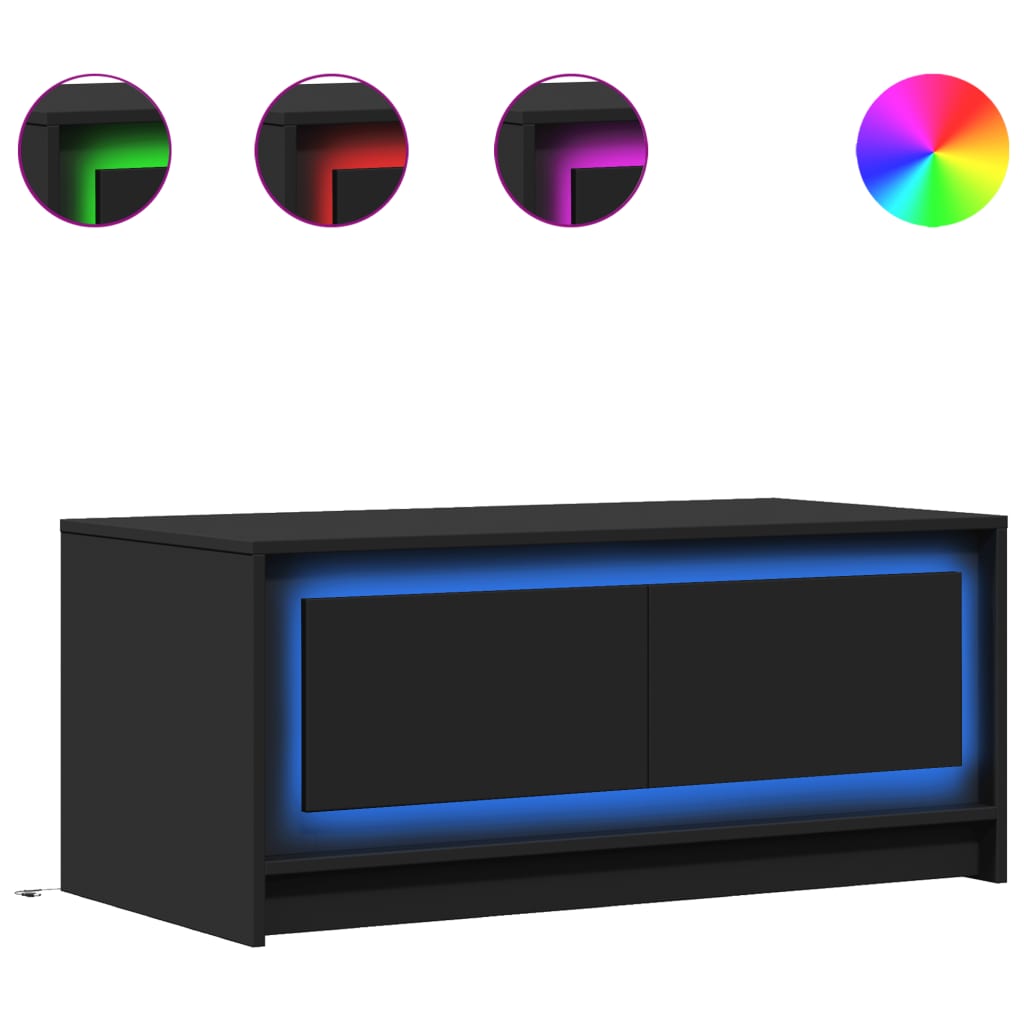 Table basse avec lumières LED noir bois d'ingénierie - XIOS
