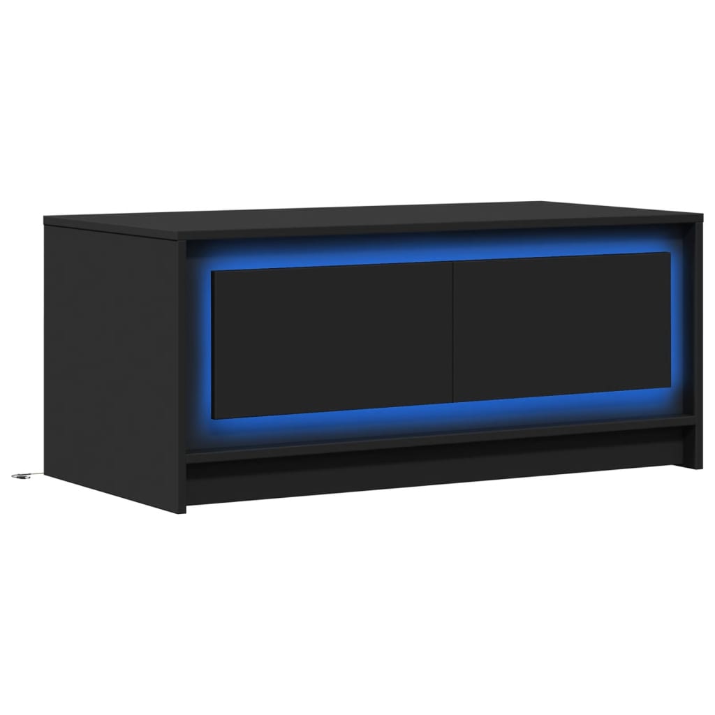 Table basse avec lumières LED noir bois d'ingénierie - XIOS
