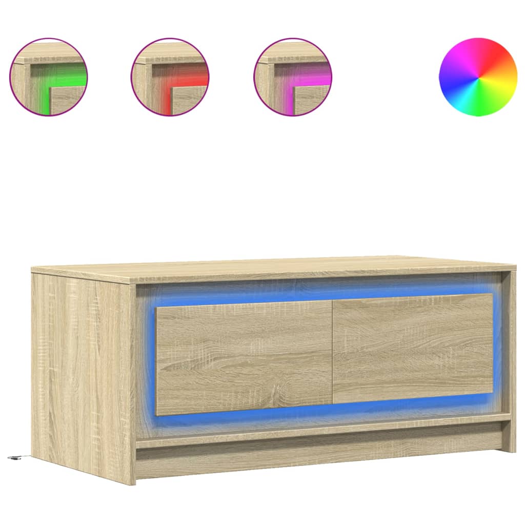 Table basse avec lumières LED chêne sonoma bois d'ingénierie XIOS