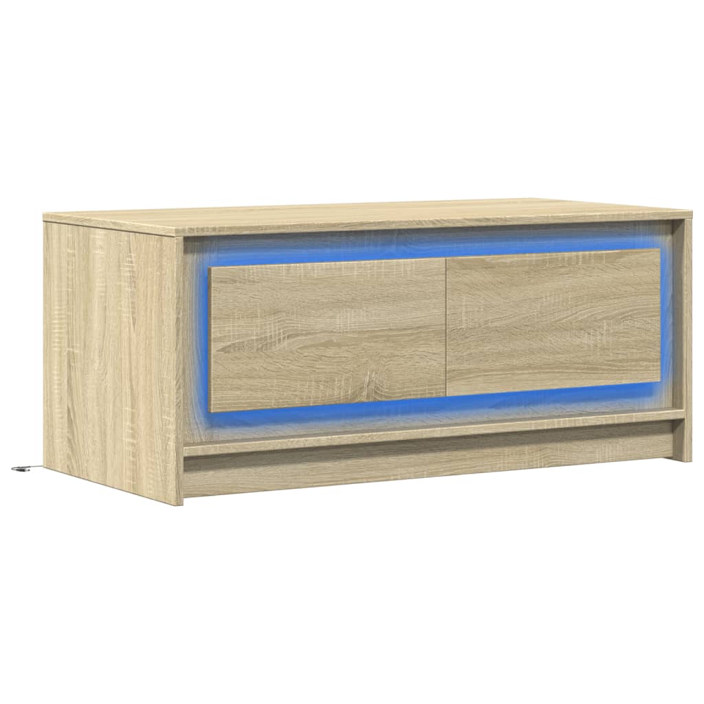 Table basse avec lumières LED chêne sonoma bois d'ingénierie XIOS