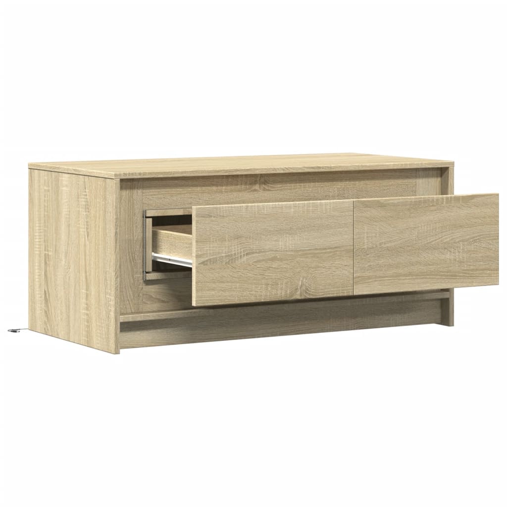 Table basse avec lumières LED chêne sonoma bois d'ingénierie XIOS