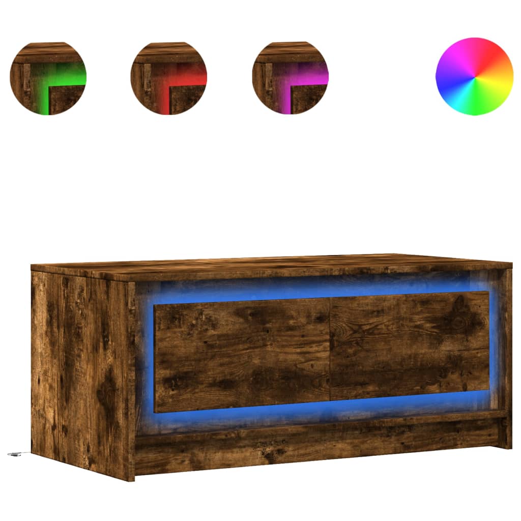 Table basse avec lumières LED chêne fumé ois d'ingénierie - XIOS