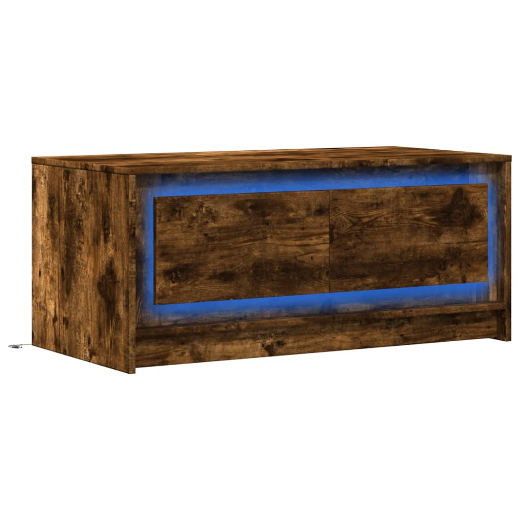 Table basse avec lumières LED chêne fumé ois d'ingénierie - XIOS