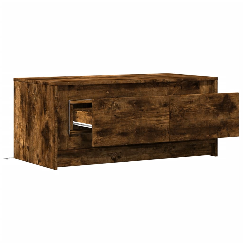 Table basse avec lumières LED chêne fumé ois d'ingénierie - XIOS