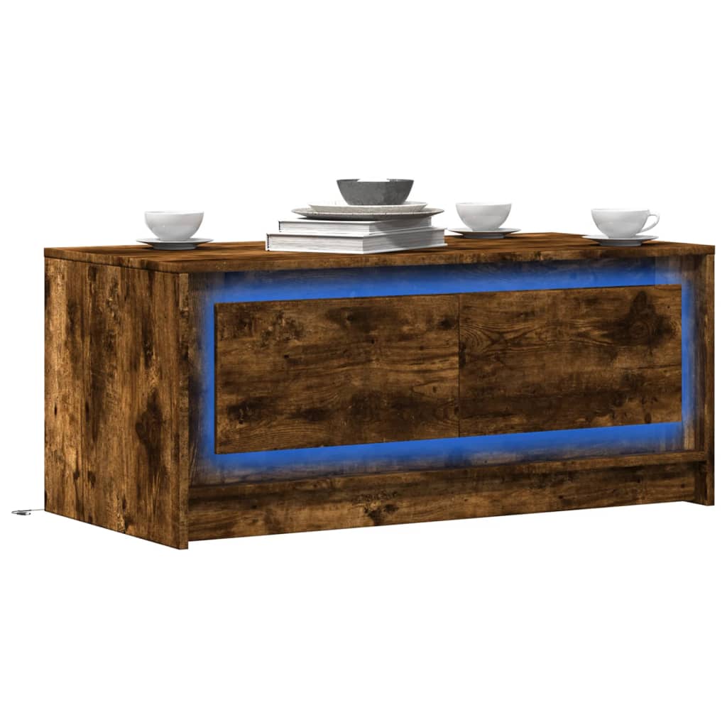Table basse avec lumières LED chêne fumé ois d'ingénierie - XIOS