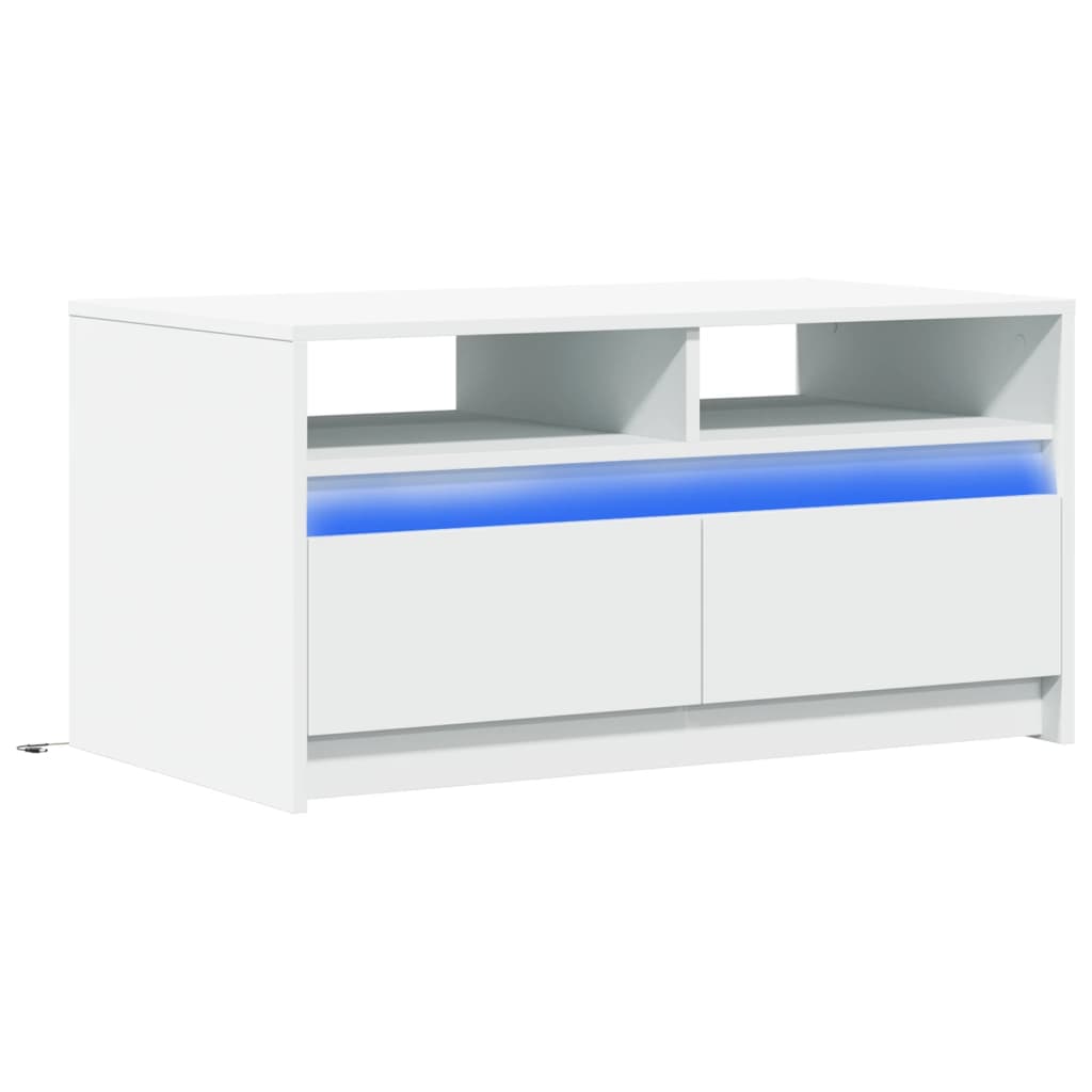 Table basse avec lumières LED blanc bois d'ingénierie - XIOS