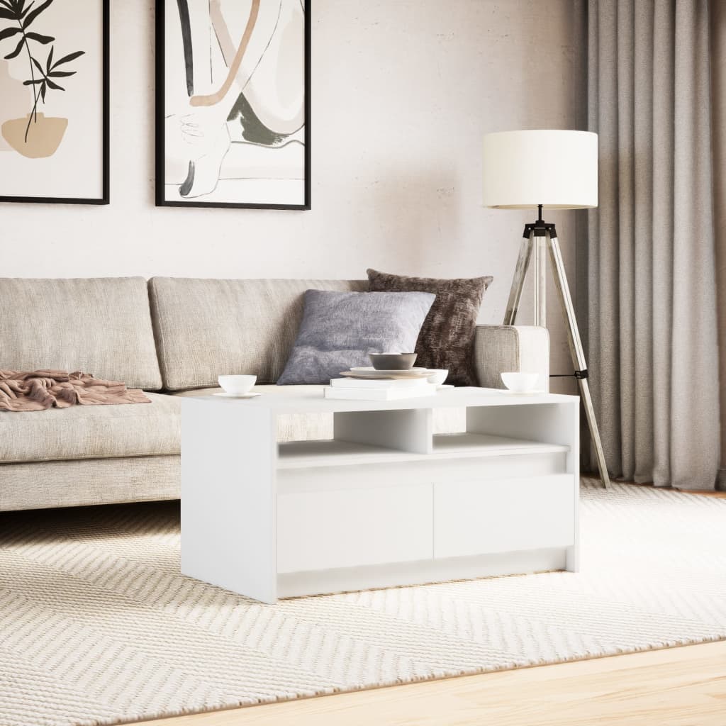 Table basse avec lumières LED blanc bois d'ingénierie - XIOS