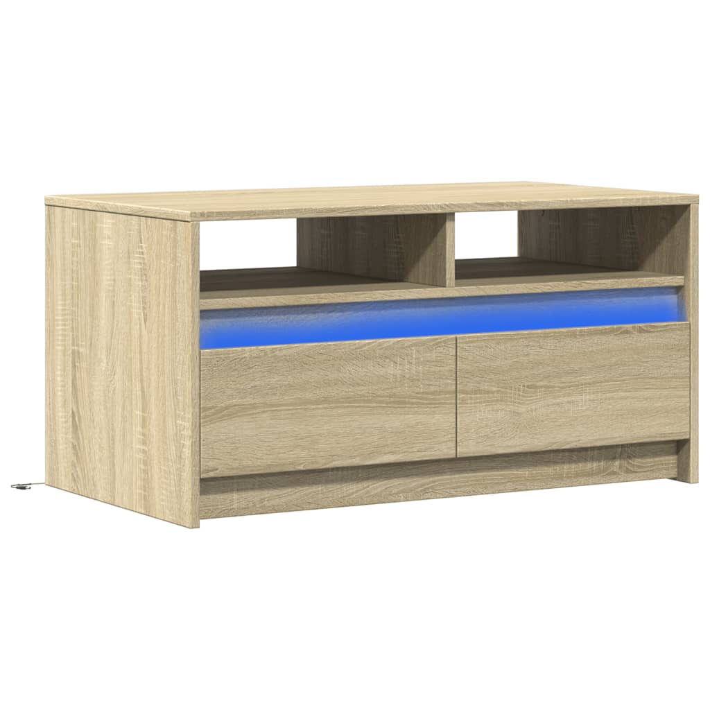 Table basse avec lumières LED chêne sonoma bois d'ingénierie - XIOS