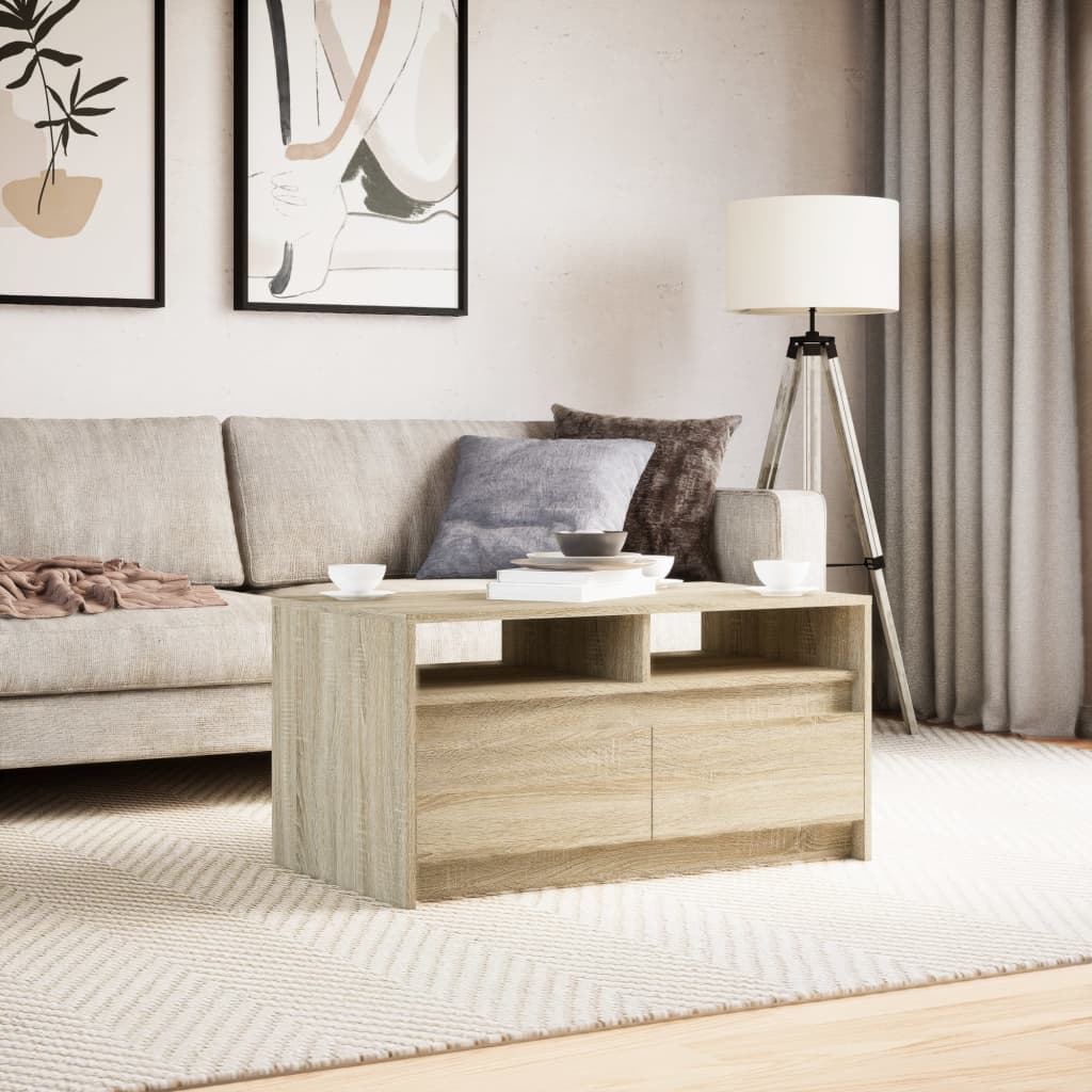 Table basse avec lumières LED chêne sonoma bois d'ingénierie - XIOS