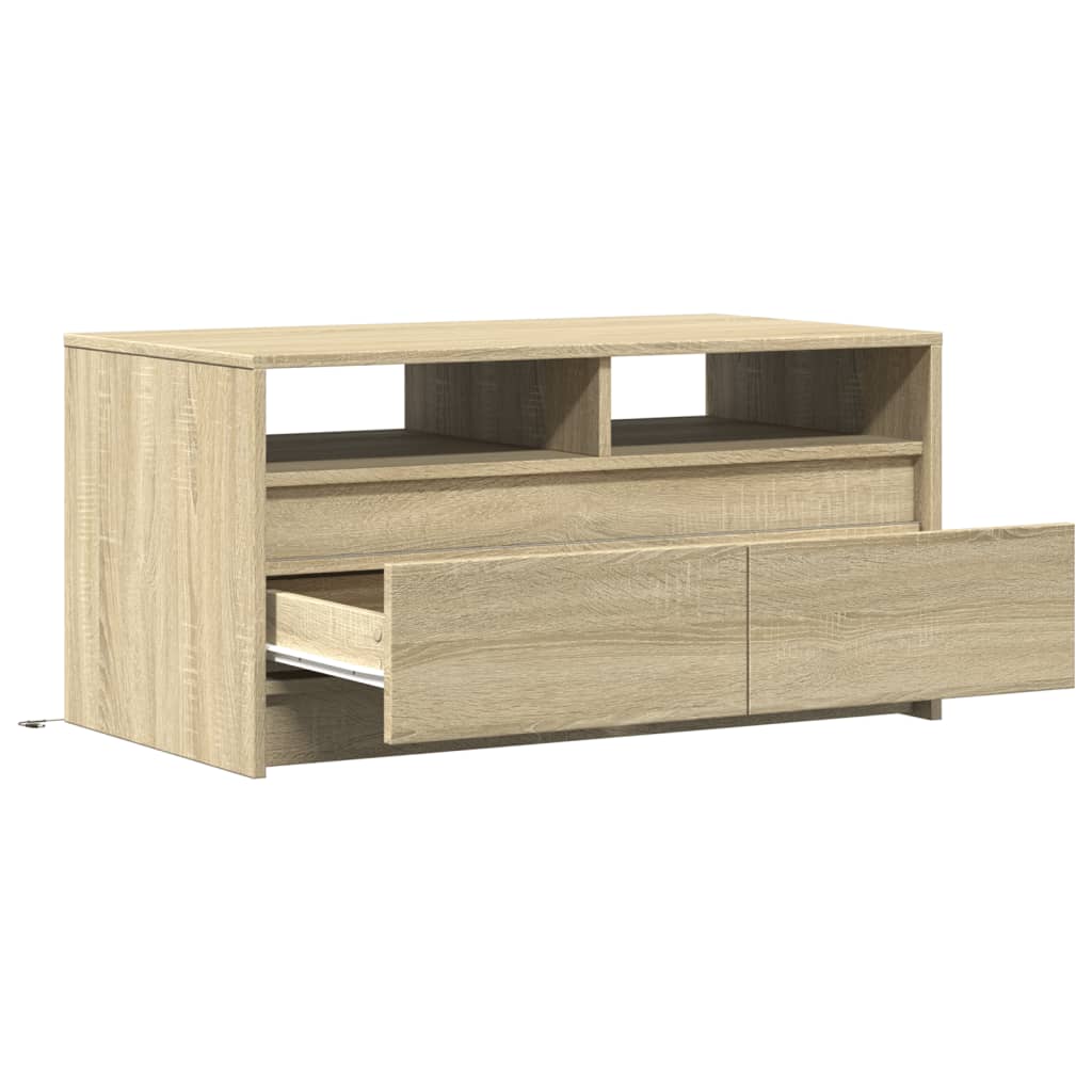 Table basse avec lumières LED chêne sonoma bois d'ingénierie - XIOS