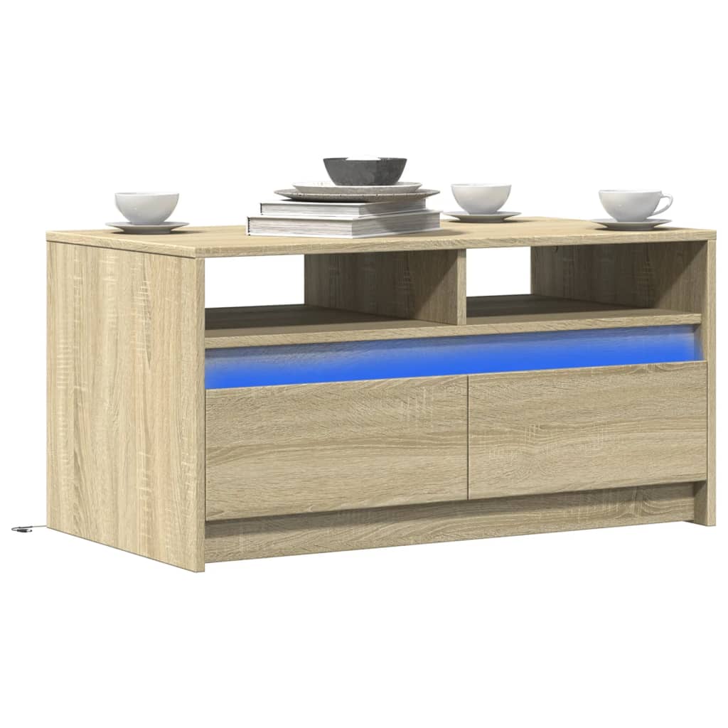 Table basse avec lumières LED chêne sonoma bois d'ingénierie - XIOS