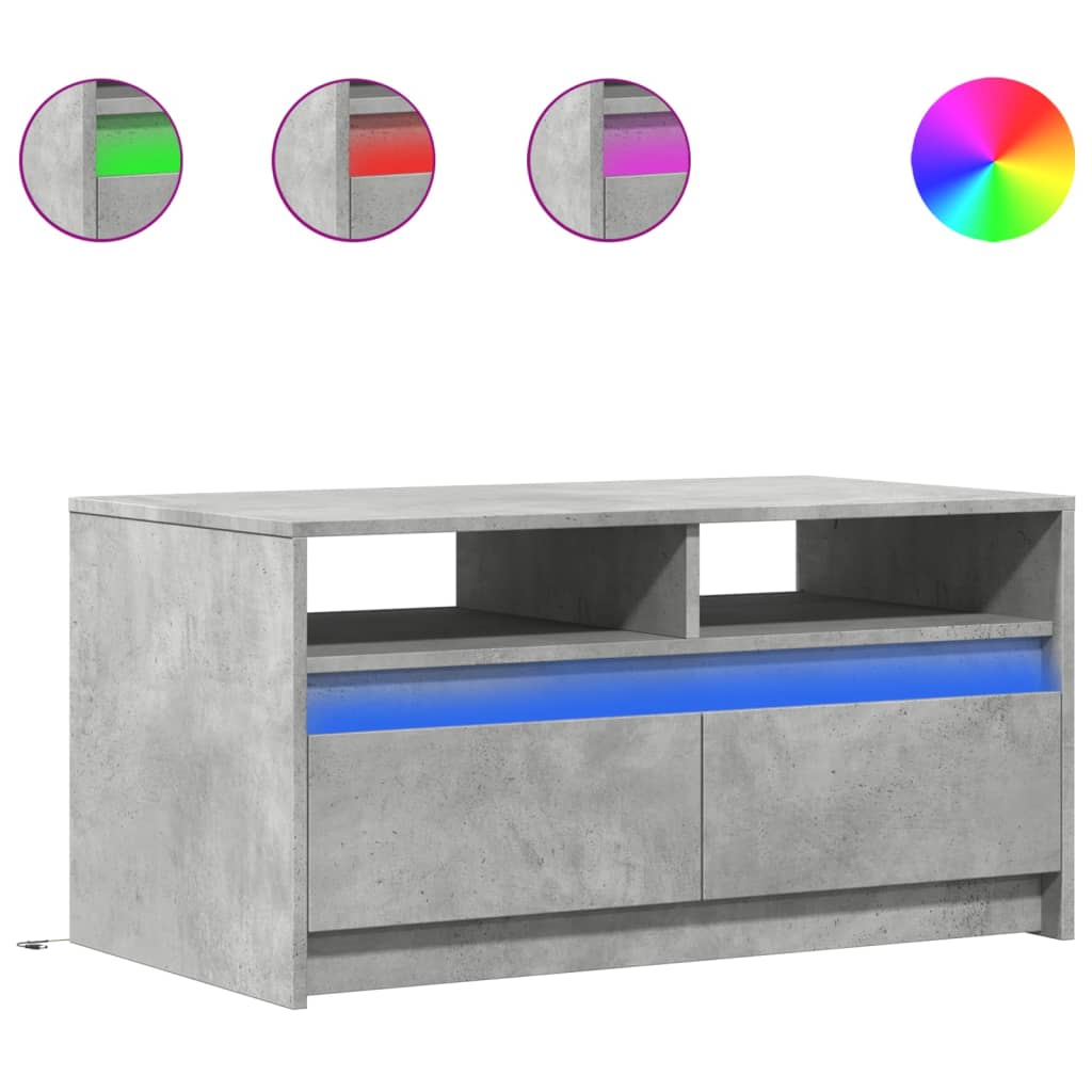 Table basse avec lumières LED gris béton bois d'ingénierie - XIOS