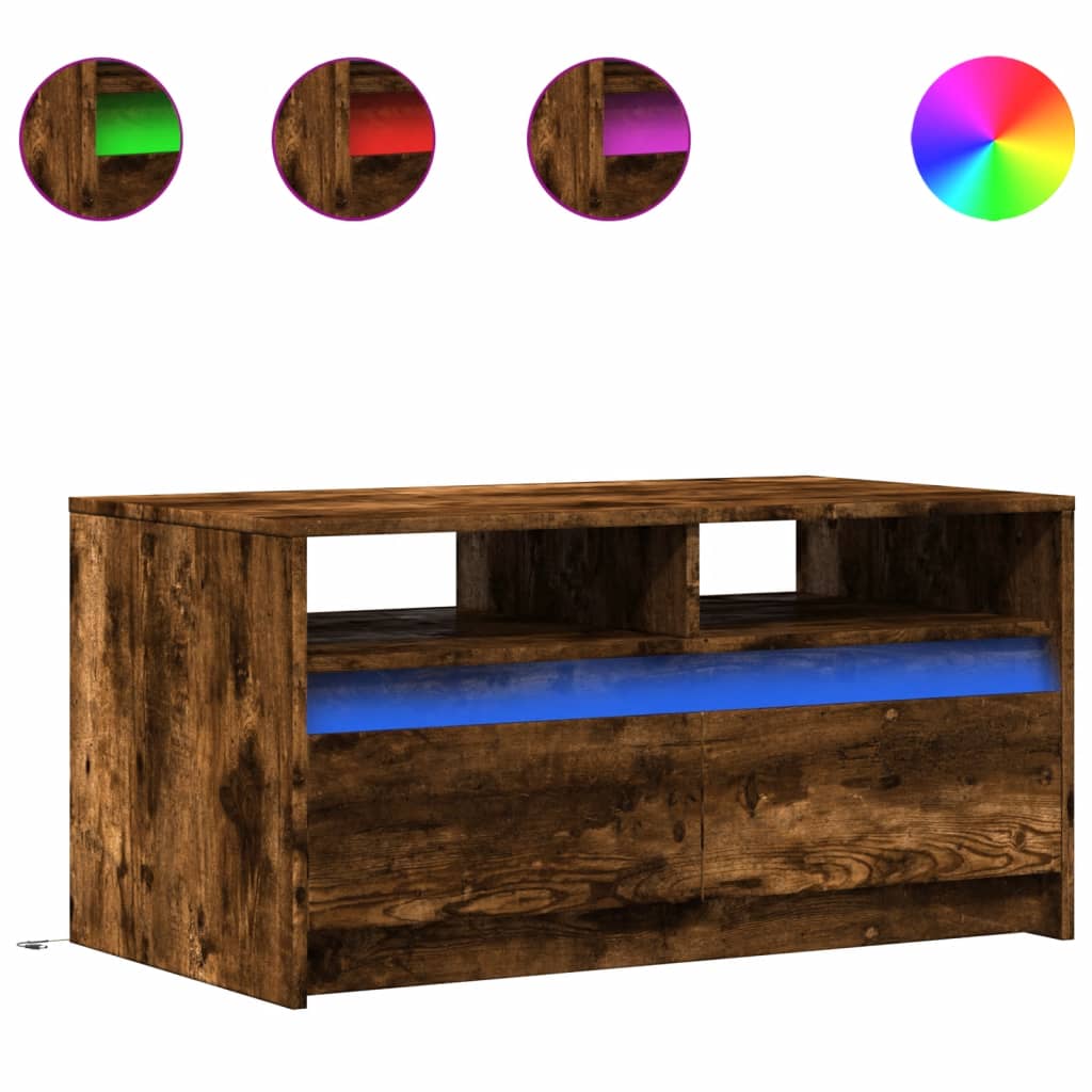 Table basse avec lumières LED chêne fumé ois d'ingénierie - XIOS