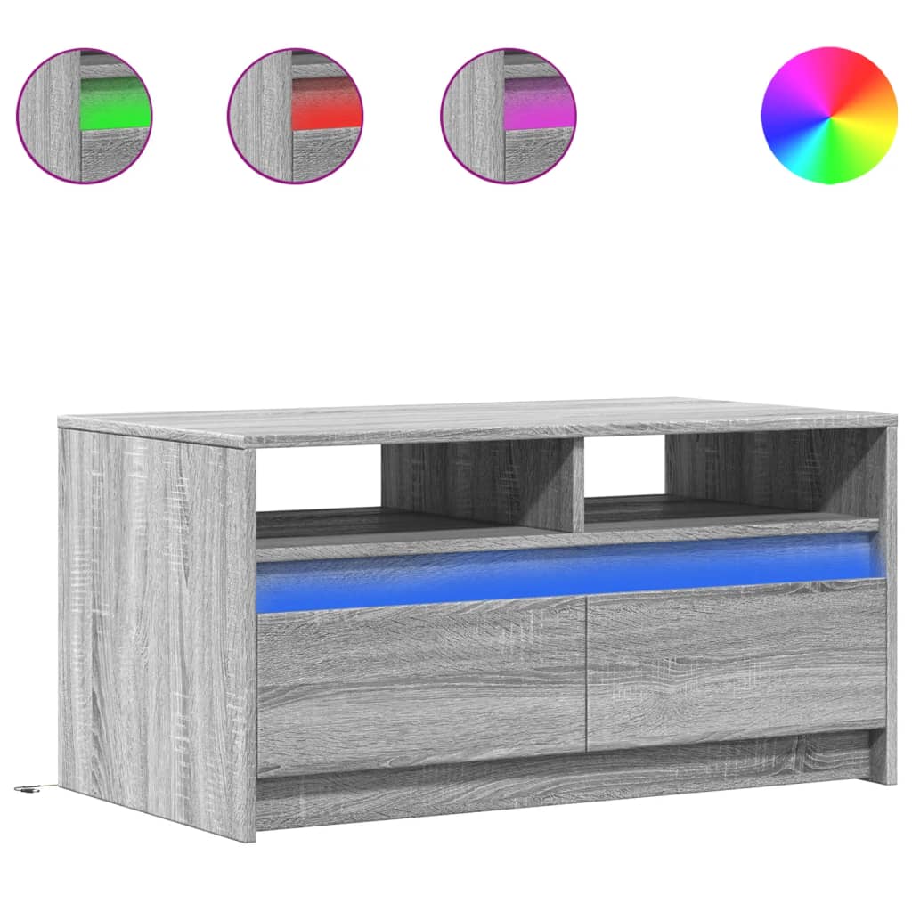 Table basse avec lumières LED sonoma gris bois d'ingénierie - XIOS