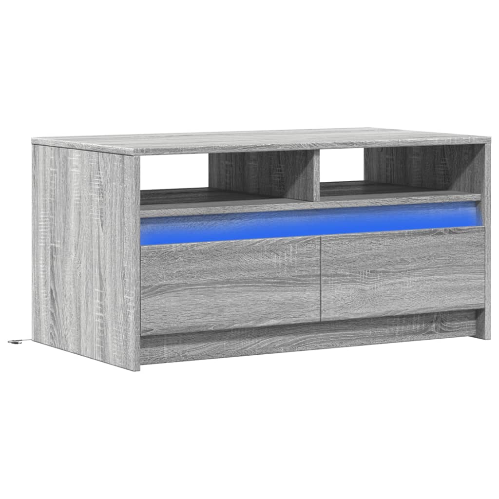 Table basse avec lumières LED sonoma gris bois d'ingénierie - XIOS