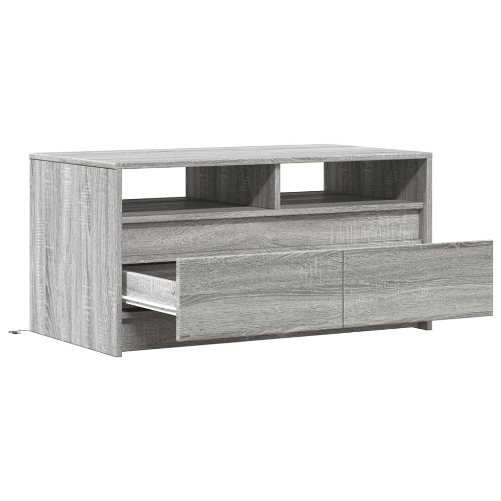 Table basse avec lumières LED sonoma gris bois d'ingénierie - XIOS