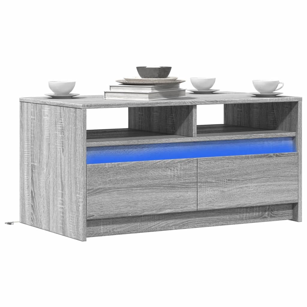 Table basse avec lumières LED sonoma gris bois d'ingénierie - XIOS