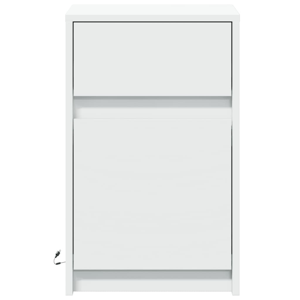 Armoire de chevet avec lumières LED blanc bois d'ingénierie