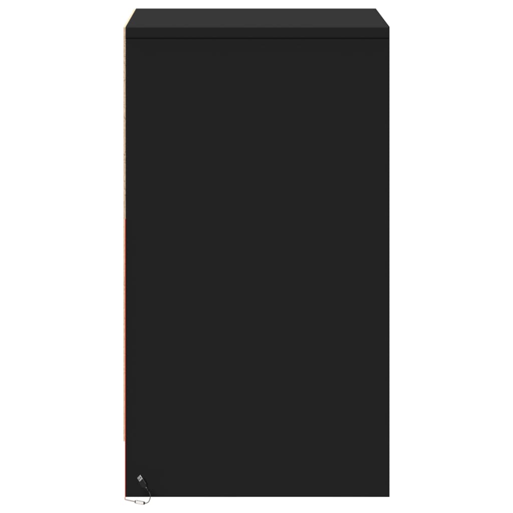 Armoire de chevet avec lumières LED noir bois d'ingénierie