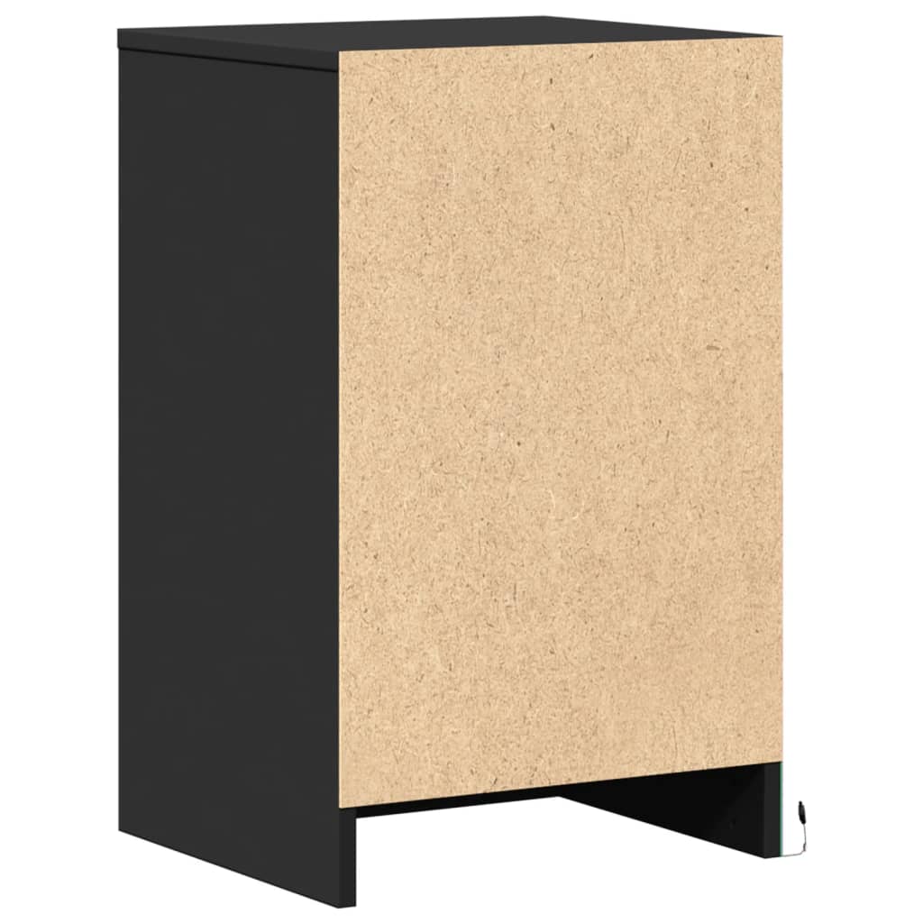 Armoire de chevet avec lumières LED noir bois d'ingénierie