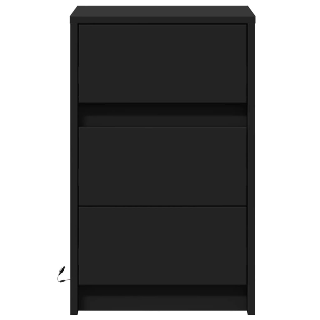 Armoire de chevet avec lumières LED noir bois d'ingénierie - XIOS