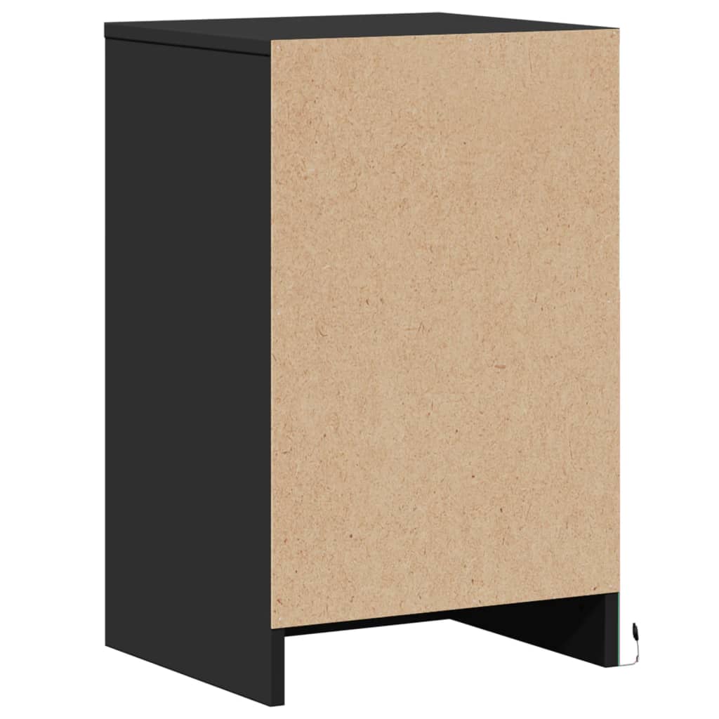 Armoire de chevet avec lumières LED noir bois d'ingénierie - XIOS
