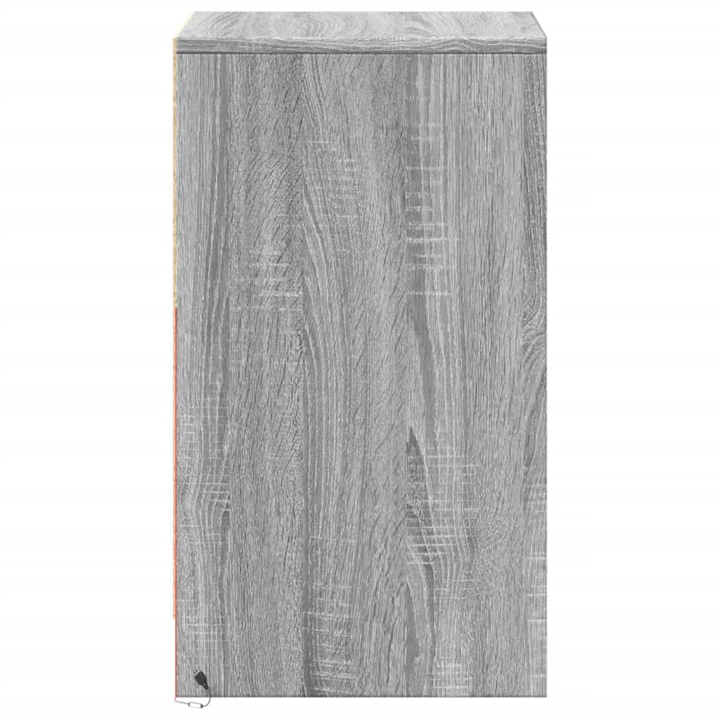 Armoire de chevet et lumières LED sonoma gris bois d'ingénierie - XIOS