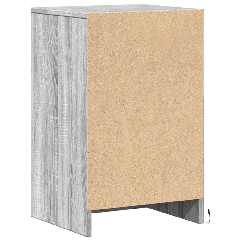 Armoire de chevet et lumières LED sonoma gris bois d'ingénierie - XIOS