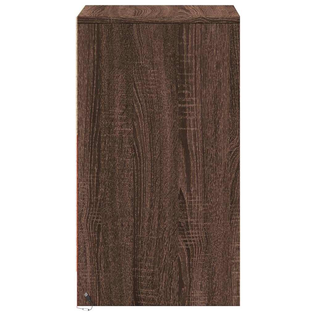 Armoire de chevet et lumières LED chêne marron bois ingénierie - XIOS