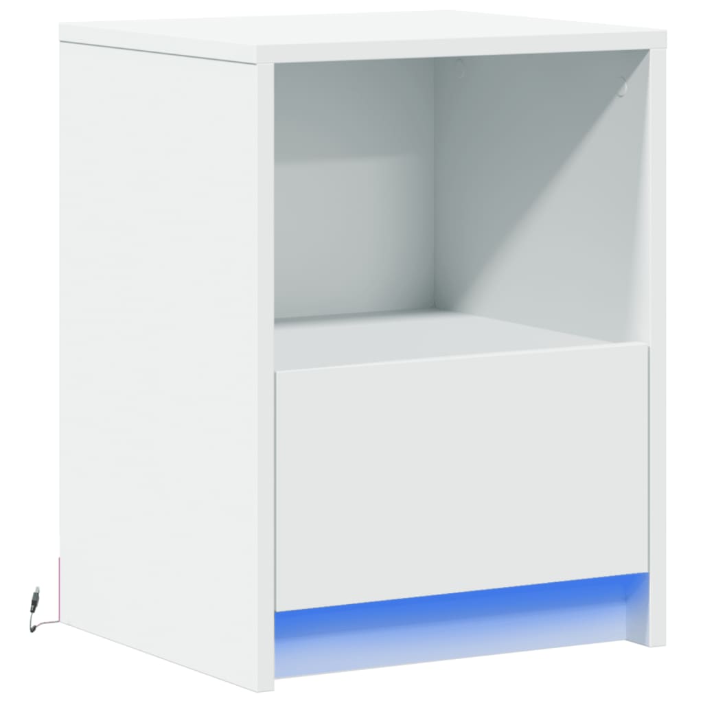 Armoire de chevet avec lumières LED blanc bois d'ingénierie - XIOS