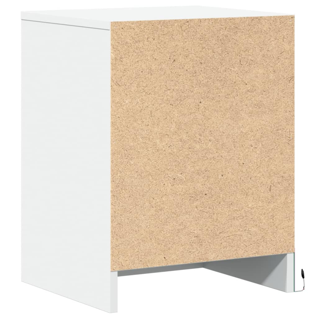 Armoire de chevet avec lumières LED blanc bois d'ingénierie - XIOS