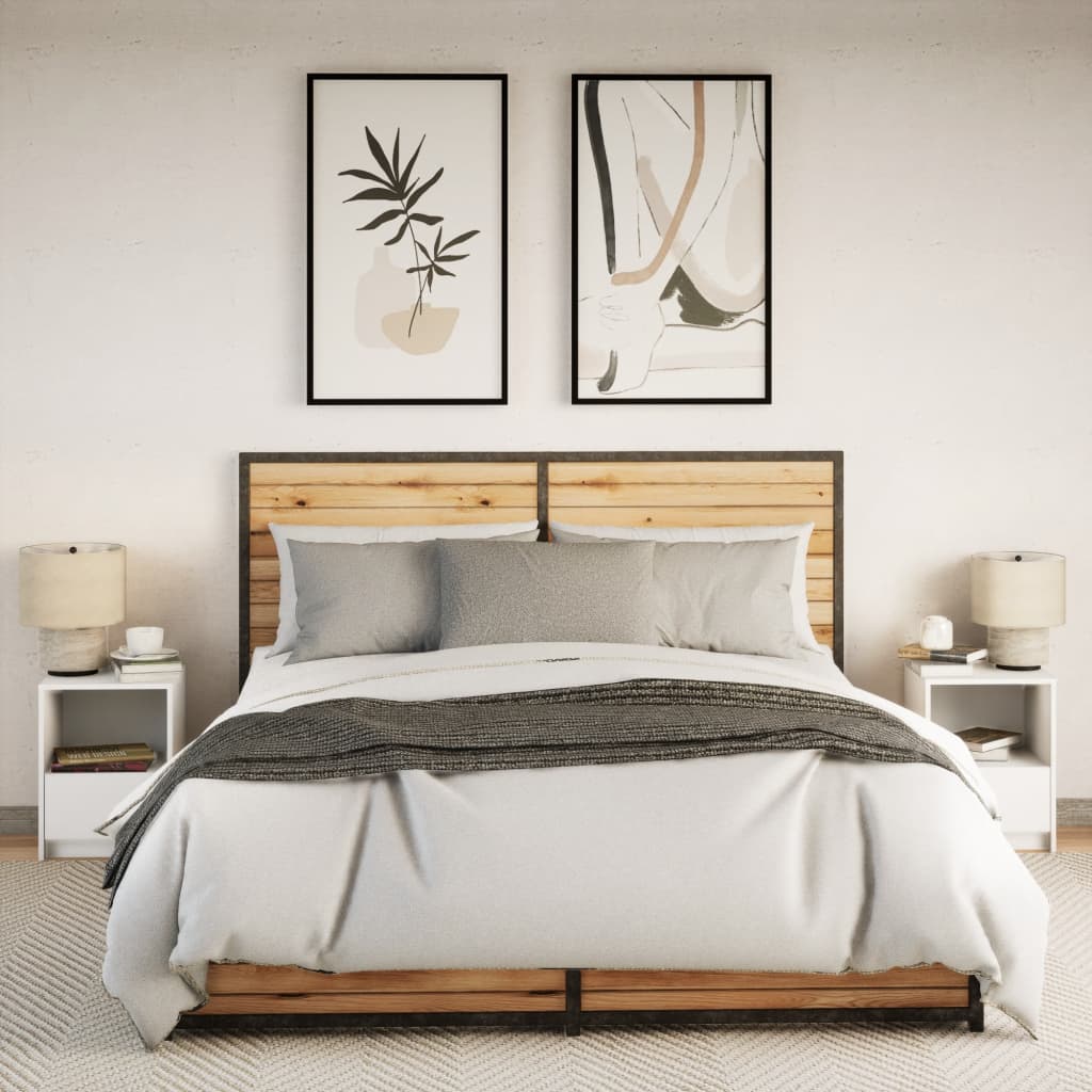 Armoires de chevet et lumières LED 2pcs blanc bois d'ingénierie - XIOS