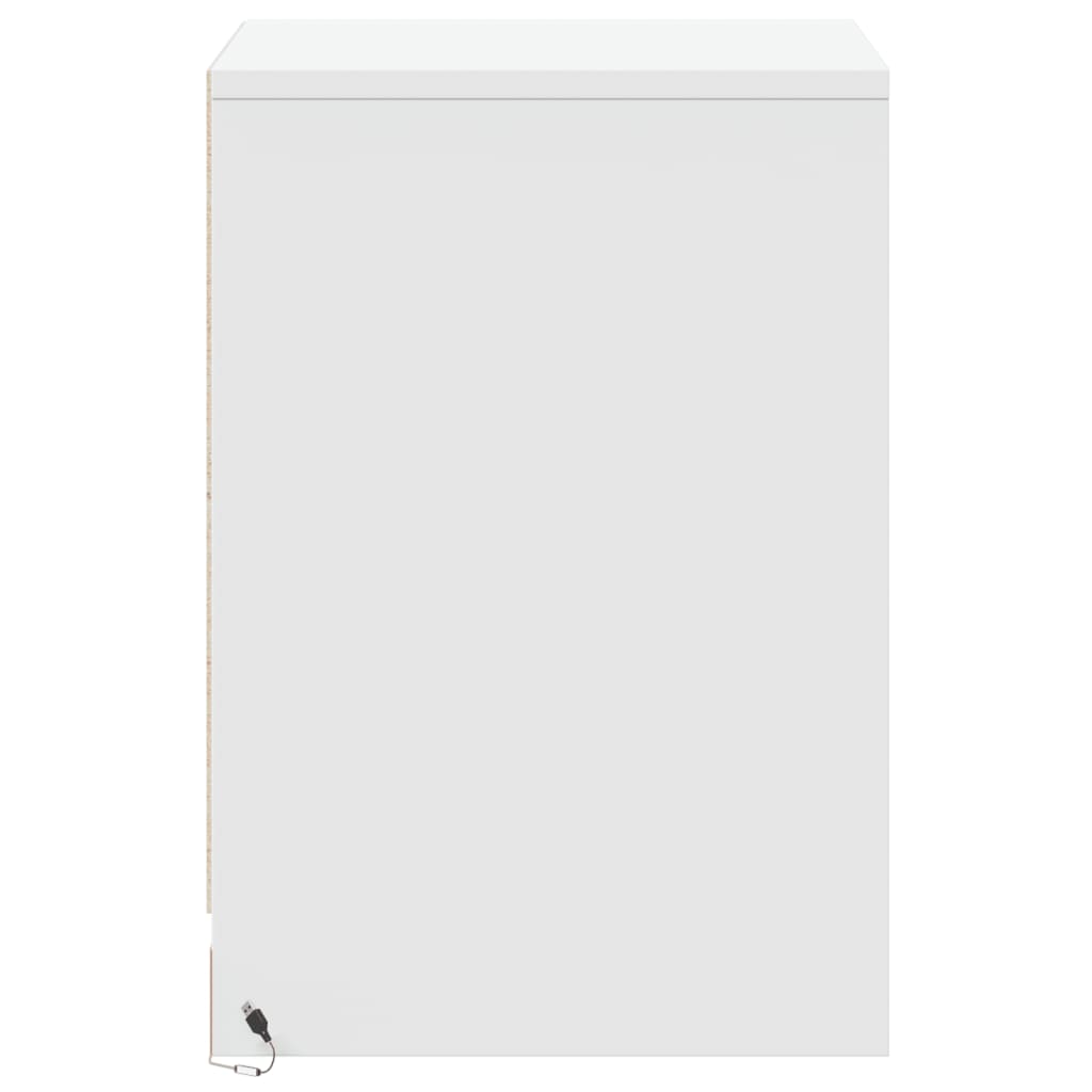 Armoires de chevet et lumières LED 2pcs blanc bois d'ingénierie - XIOS