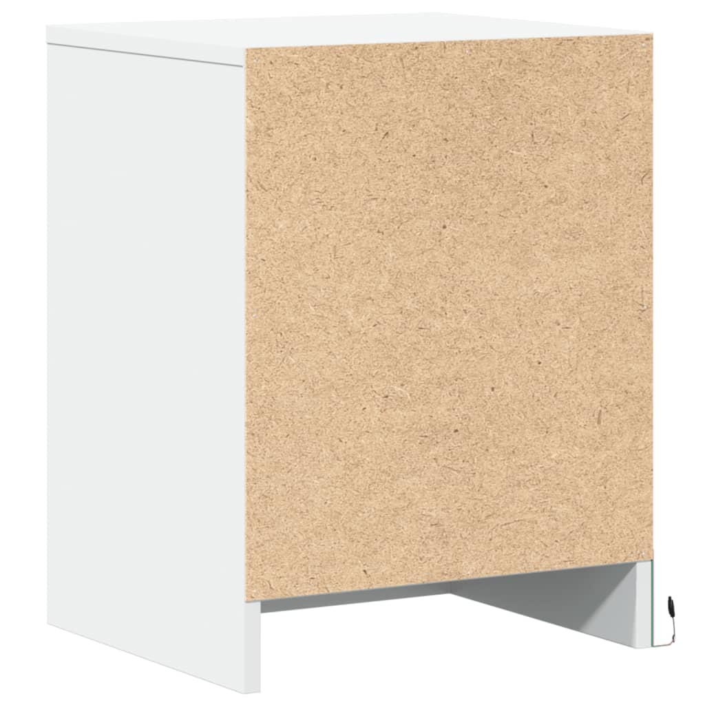 Armoires de chevet et lumières LED 2pcs blanc bois d'ingénierie - XIOS