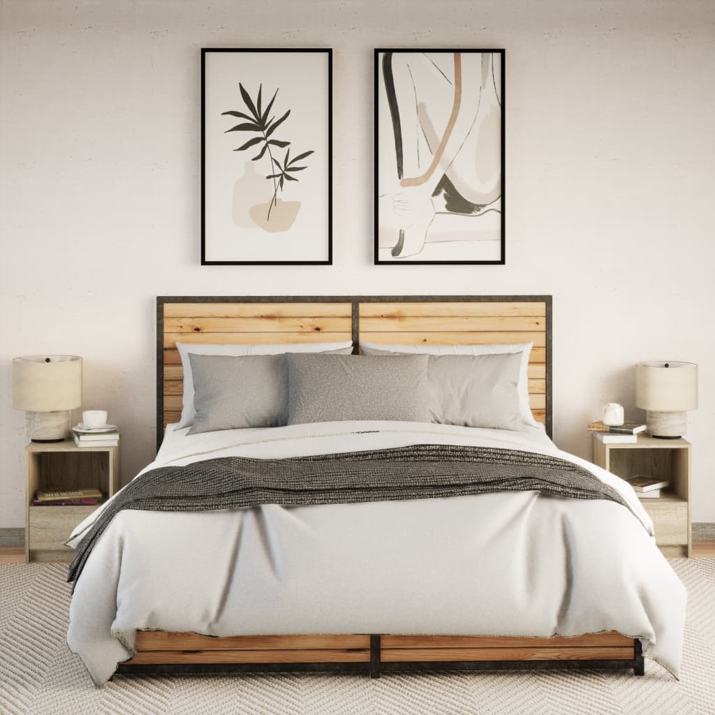 Armoires de chevet et lumières LED 2 pcs chêne sonoma - XIOS