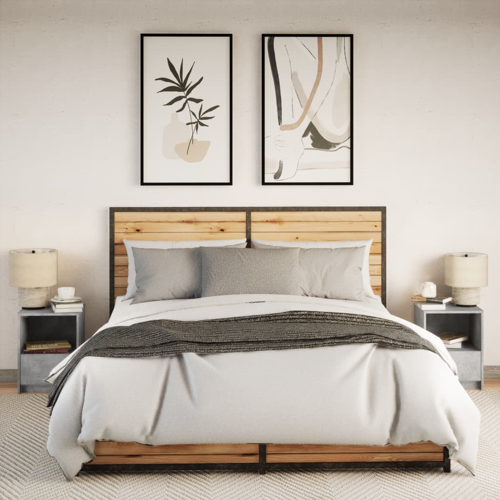 Armoires de chevet et lumières LED 2 pcs gris béton - XIOS