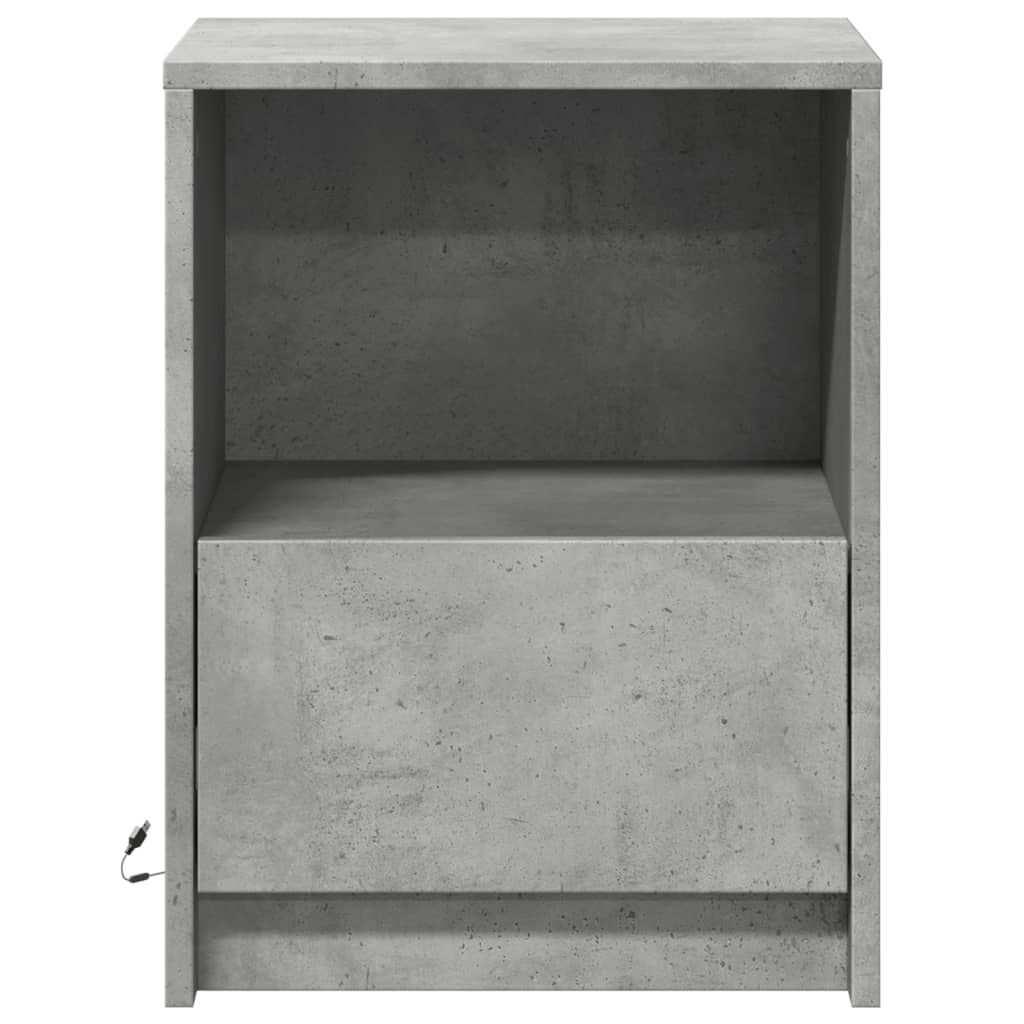 Armoires de chevet et lumières LED 2 pcs gris béton - XIOS