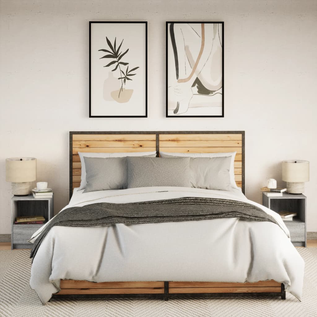 Armoires de chevet et lumières LED 2 pcs sonoma gris - XIOS